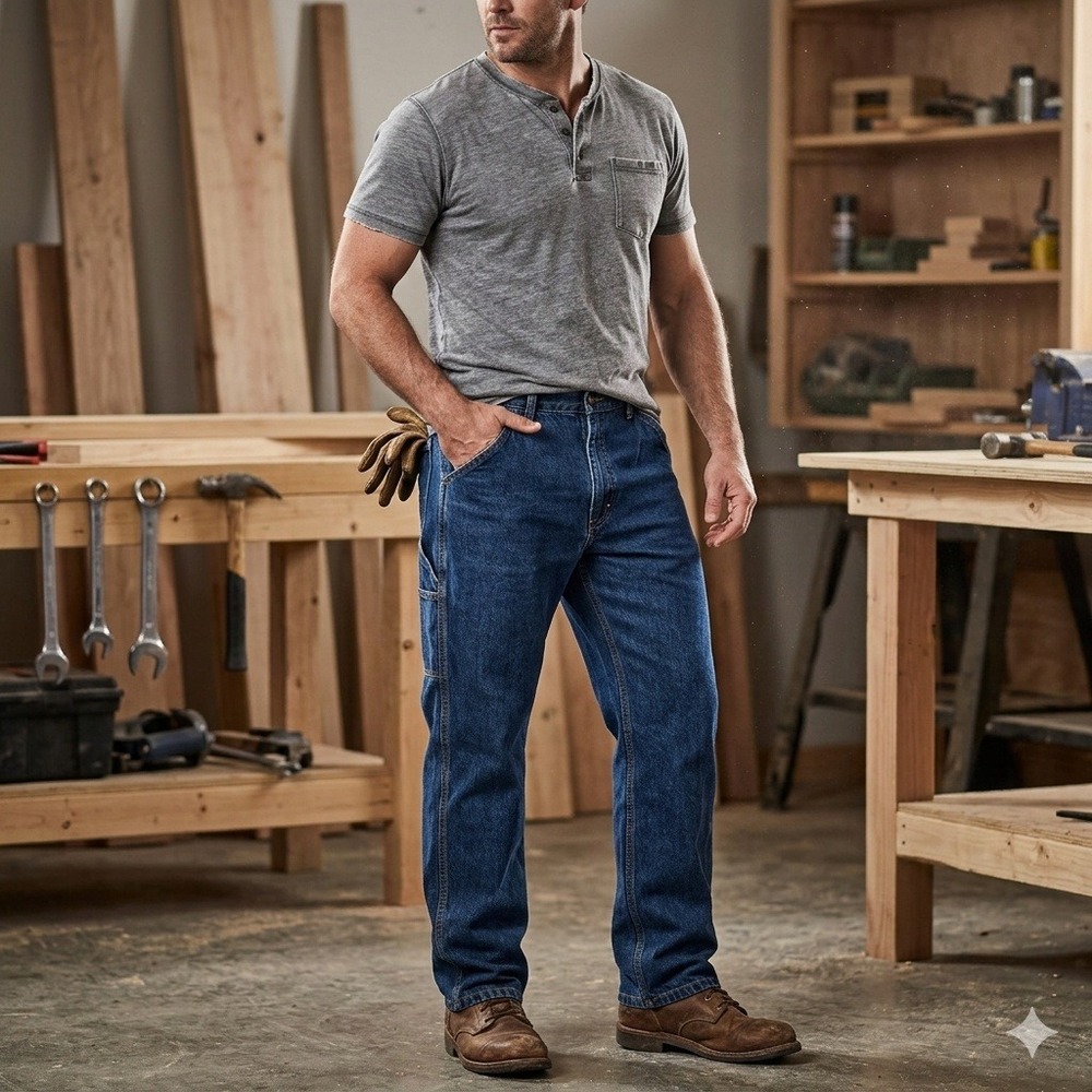 VTG Smith's Workwear Mens‎ Carpenter Jeans Blue Denim Hammer Loop 38x34 RN 82972